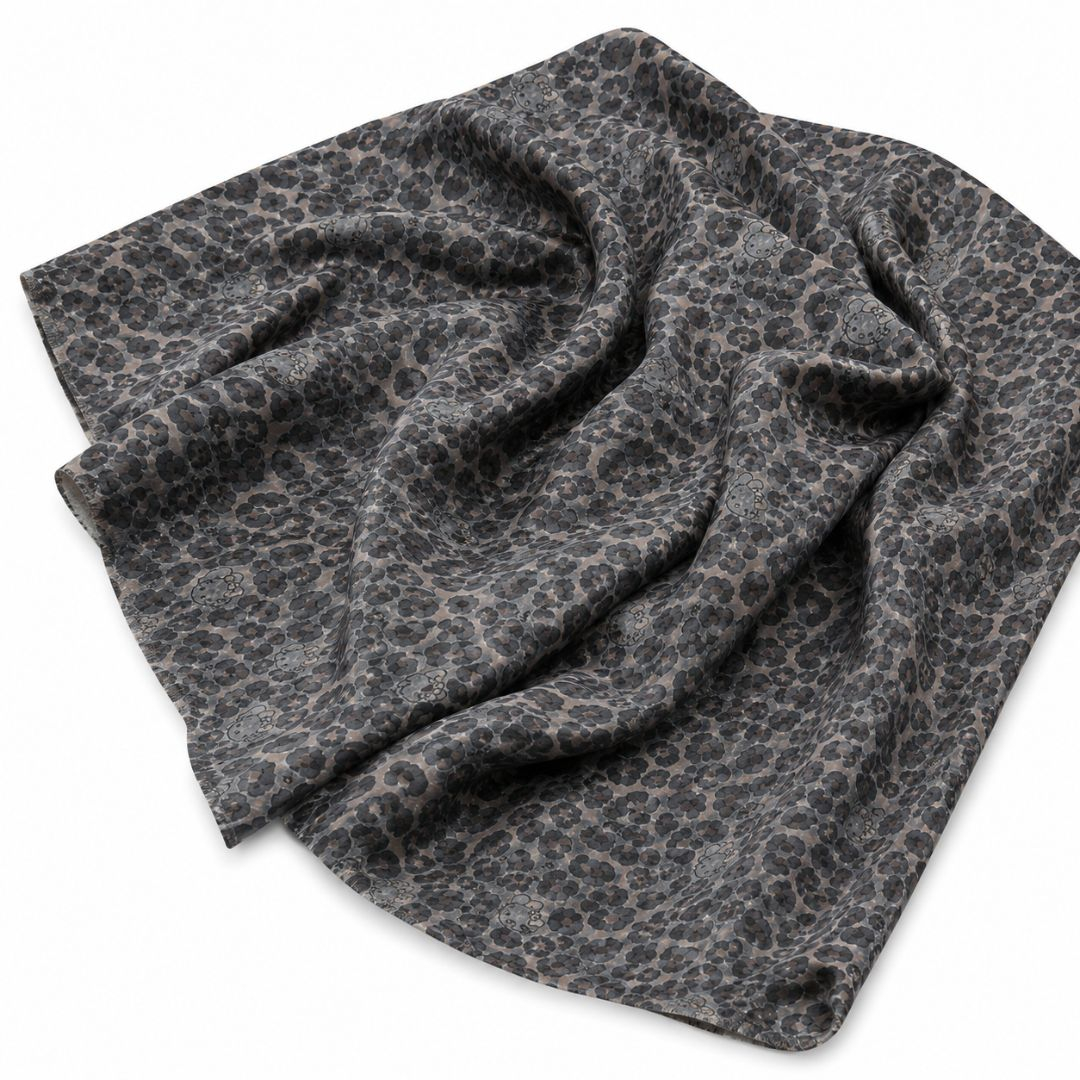 Kitty Leopard Denim Fabric