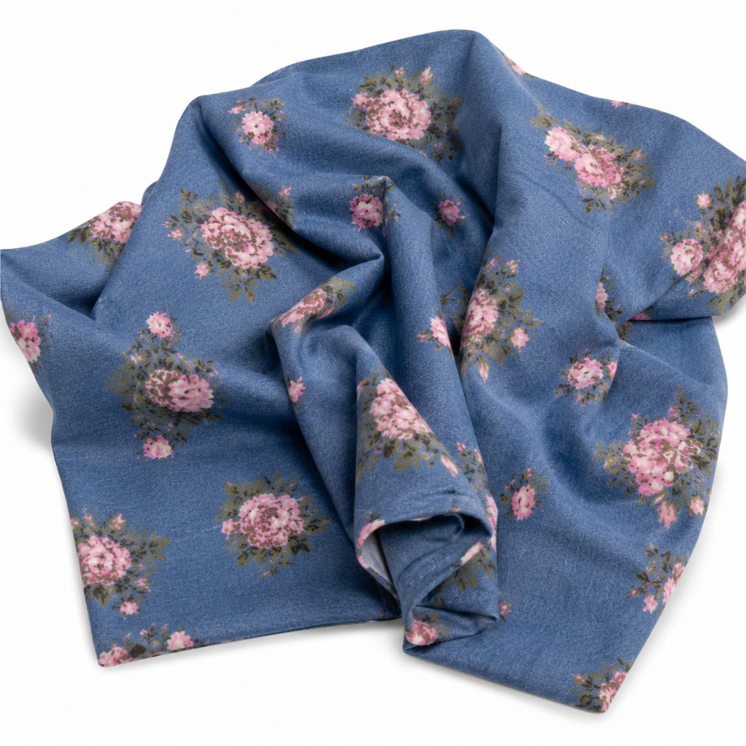 Vintage Blue Floral Jean Material