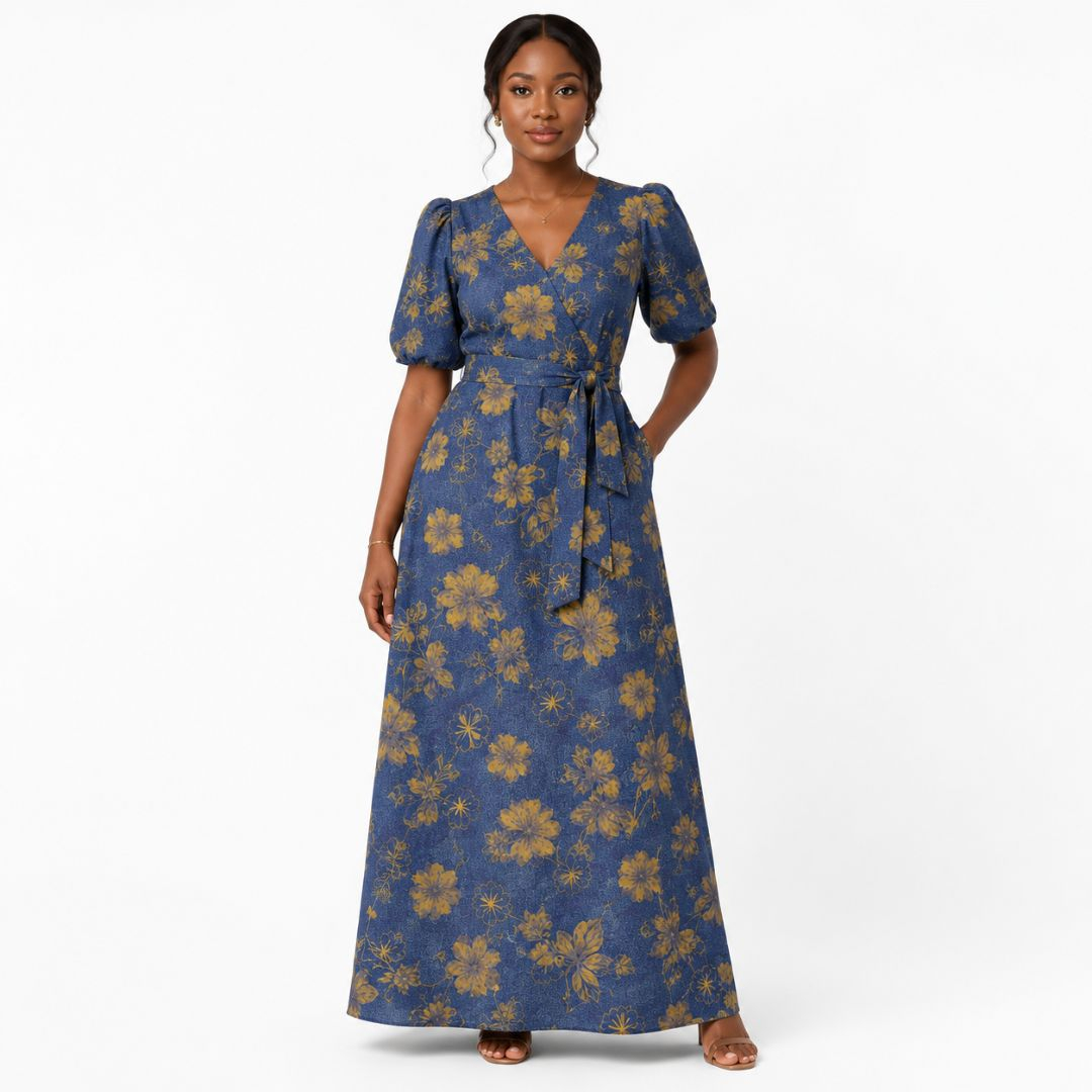 Yellow Floral Print Jean Material