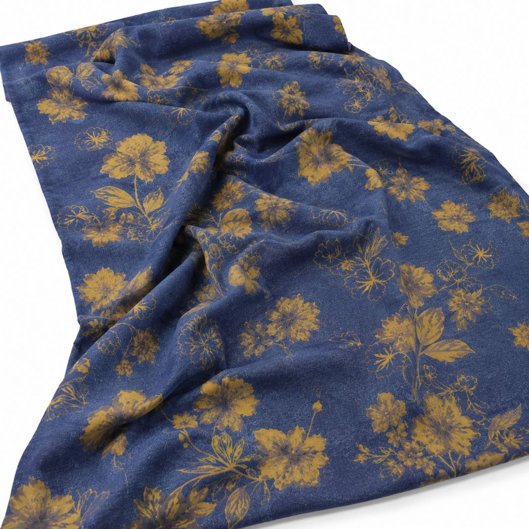 Yellow Floral Print Jean Material
