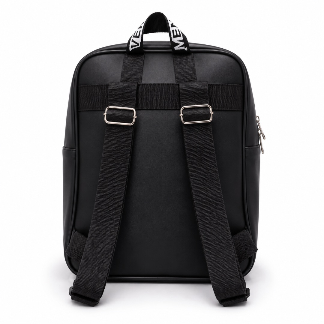 Classic Black Travel Backpack with Front Zipper Pocket