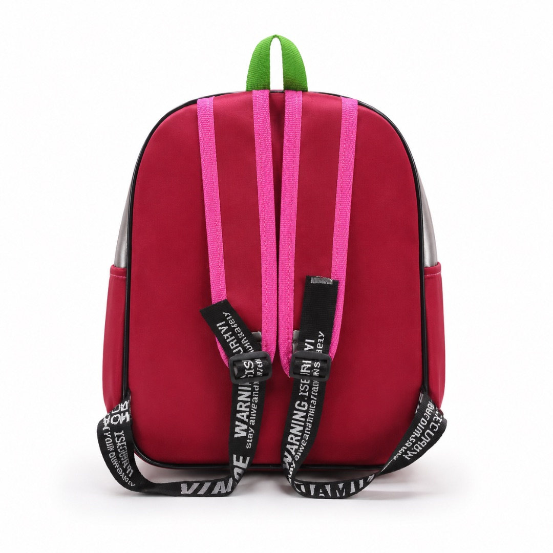 Mini Fashion Backpack with Front Pocket    Red Silver and Pink