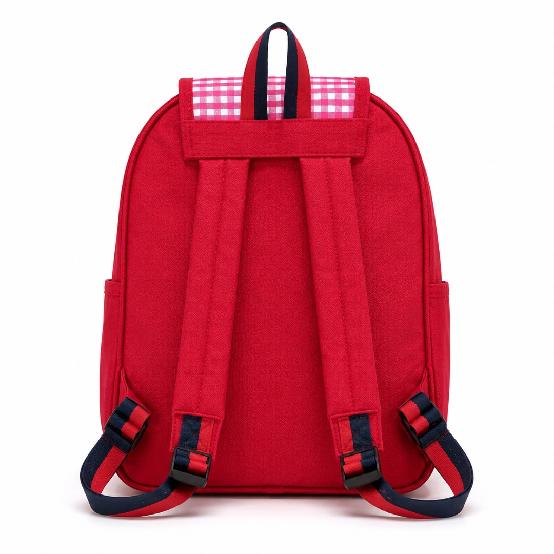 Kids School Backpack with Lunch Bag Set     Red Checkered Design