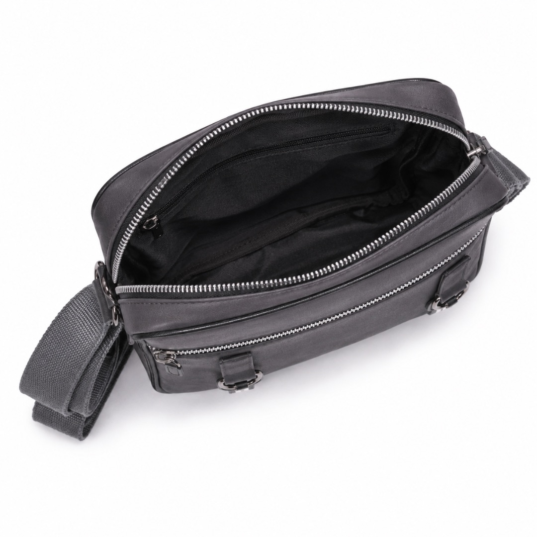 Premium Mens Crossbody Shoulder Bag    Black Leather Messenger Bag