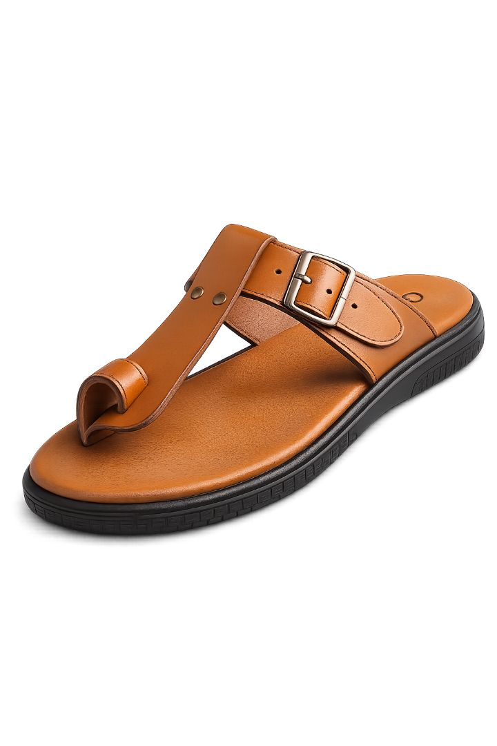 Mens Adjustable Buckle Toe Ring Flat Sandals