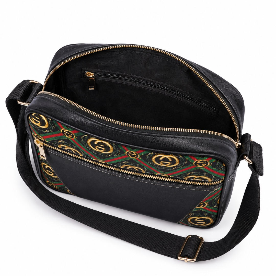 Premium Printed Crossbody Shoulder Bag     Black Designer Messenger Bag