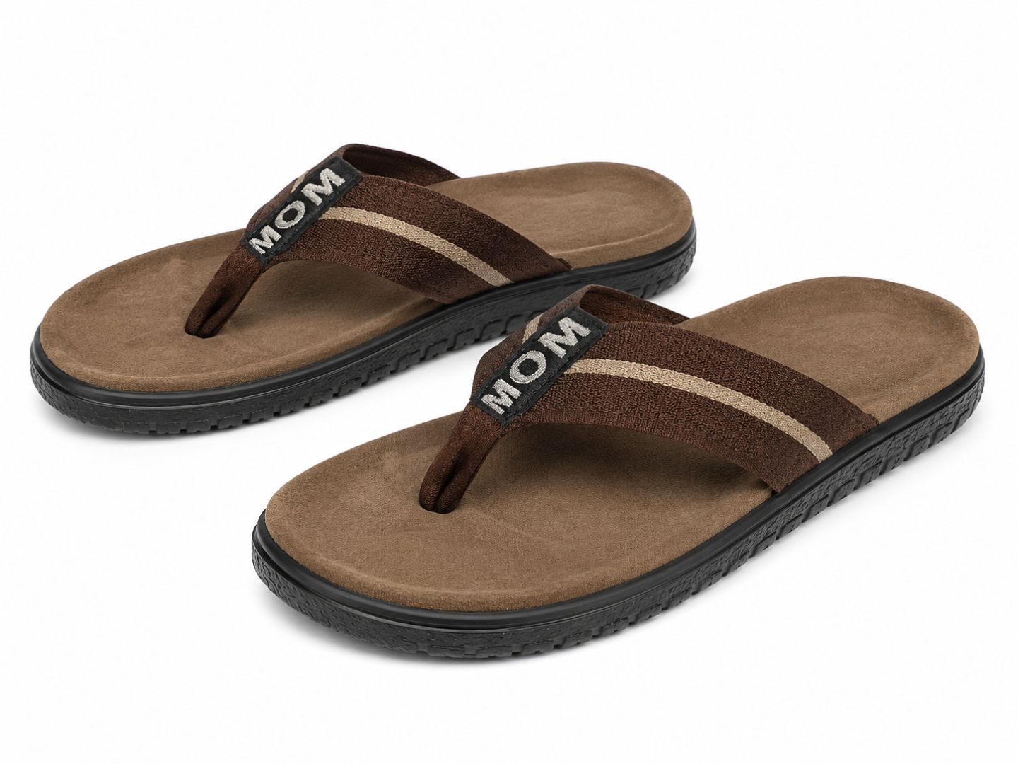 Mens Brown Comfort Toe Post Flip Flop Slippers