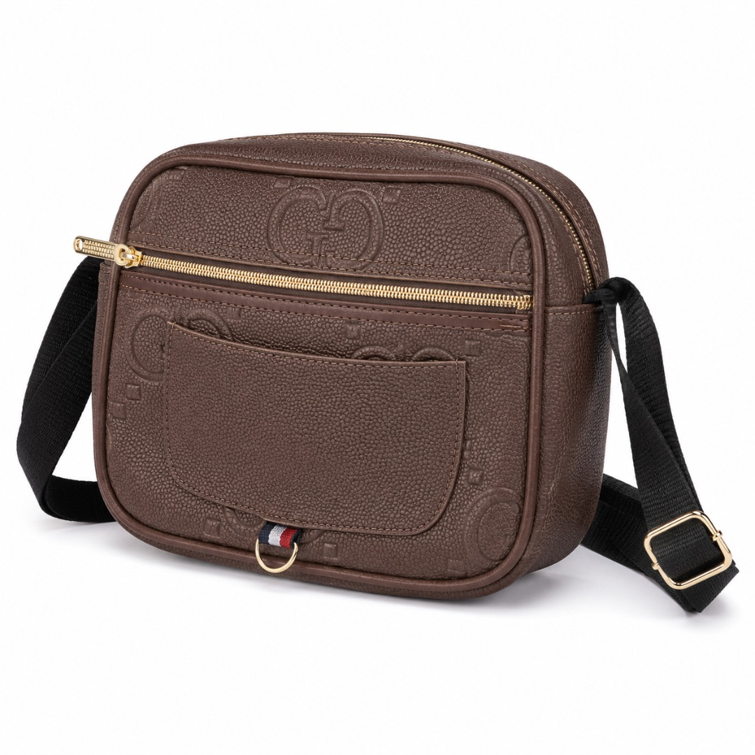 Premium Textured Crossbody Shoulder Bag    Brown