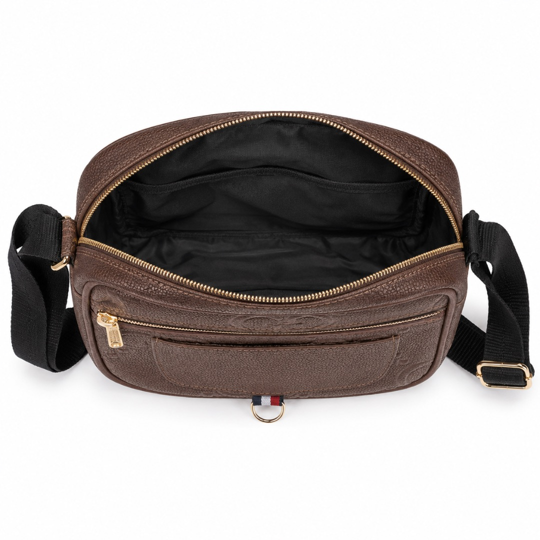 Premium Textured Crossbody Shoulder Bag    Brown