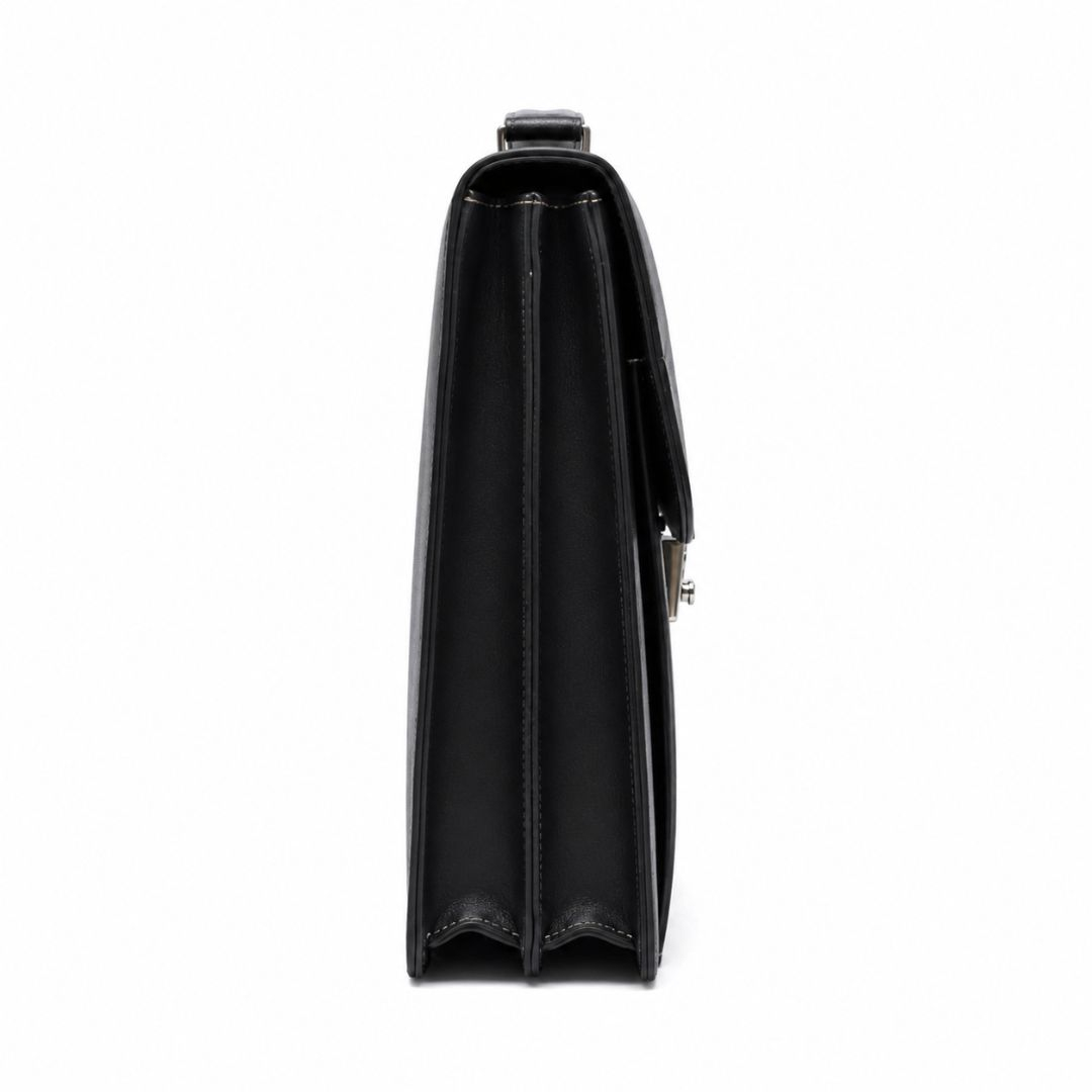 Executive Leather Briefcase with Secure Lock & Front Pocket