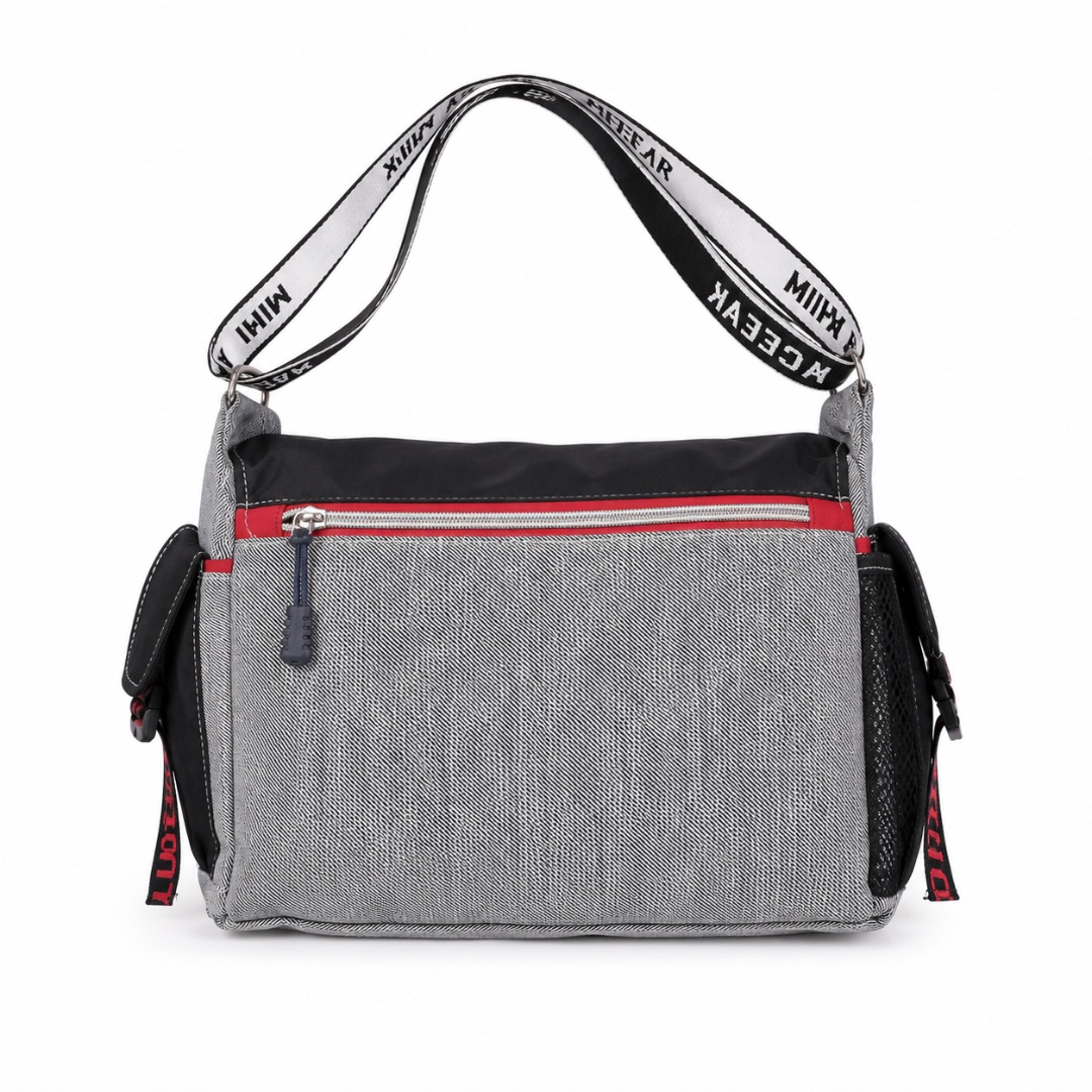Premium Multi Pocket Messenger Shoulder Bag     Black and Grey