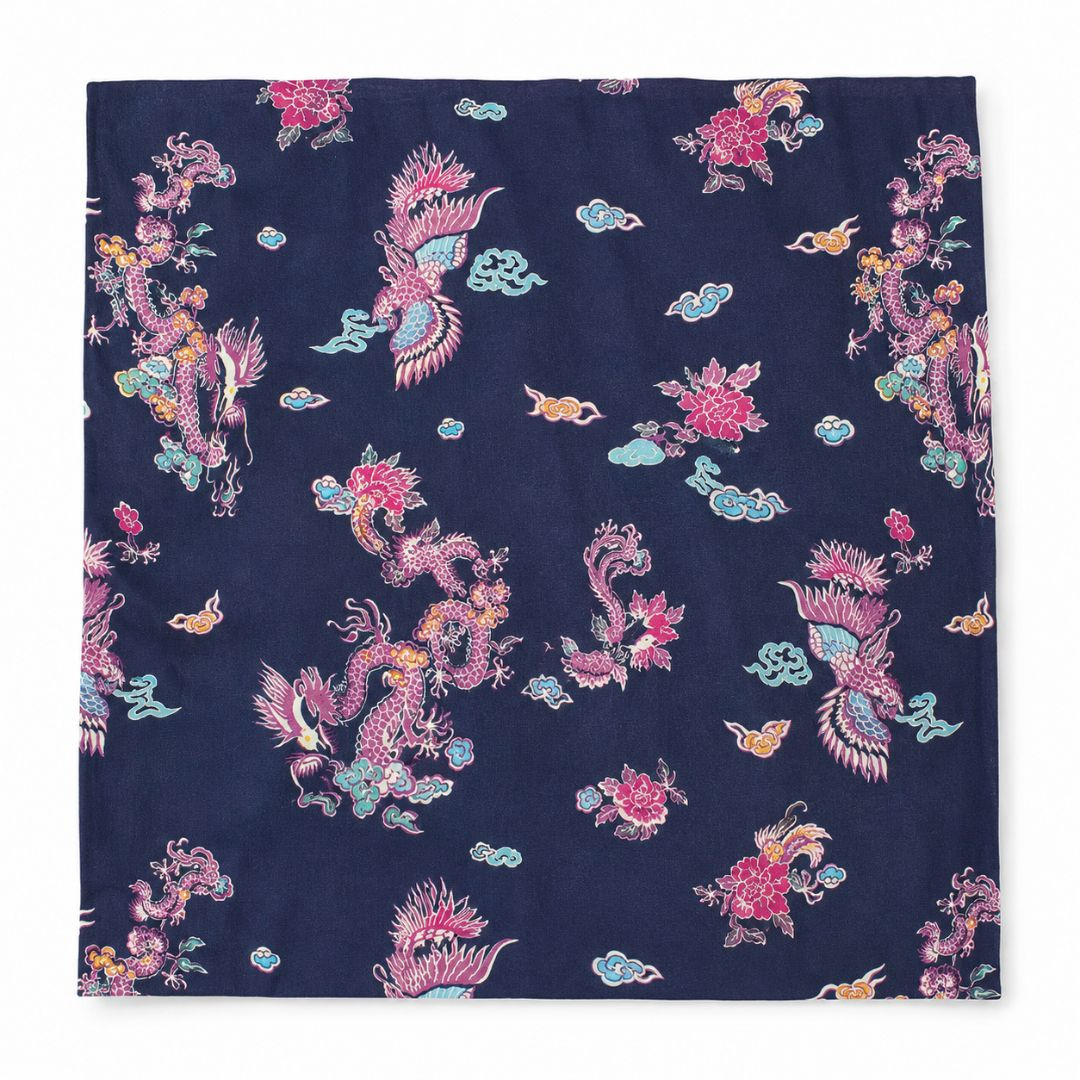 Vintage Sheet Material Oriental Dragon Print
