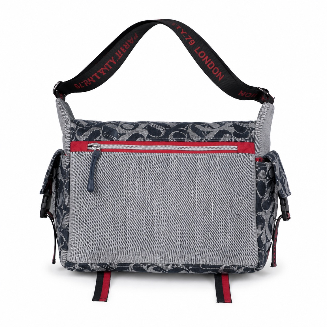 Premium Patterned Canvas Messenger Shoulder Bag    Grey