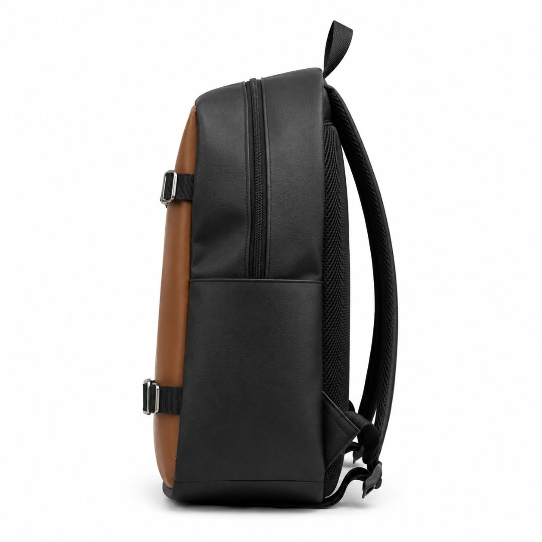 Bold Streetwear Split Panel Backpack with Crocodile Graphic and Vertical Text