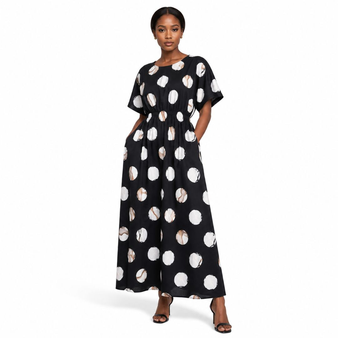 Vintage Sheet Material Oversized Polka Dot Print
