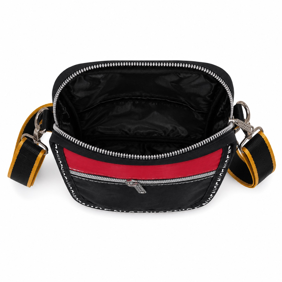Premium Mini Canvas Crossbody Shoulder Bag    Black and Red