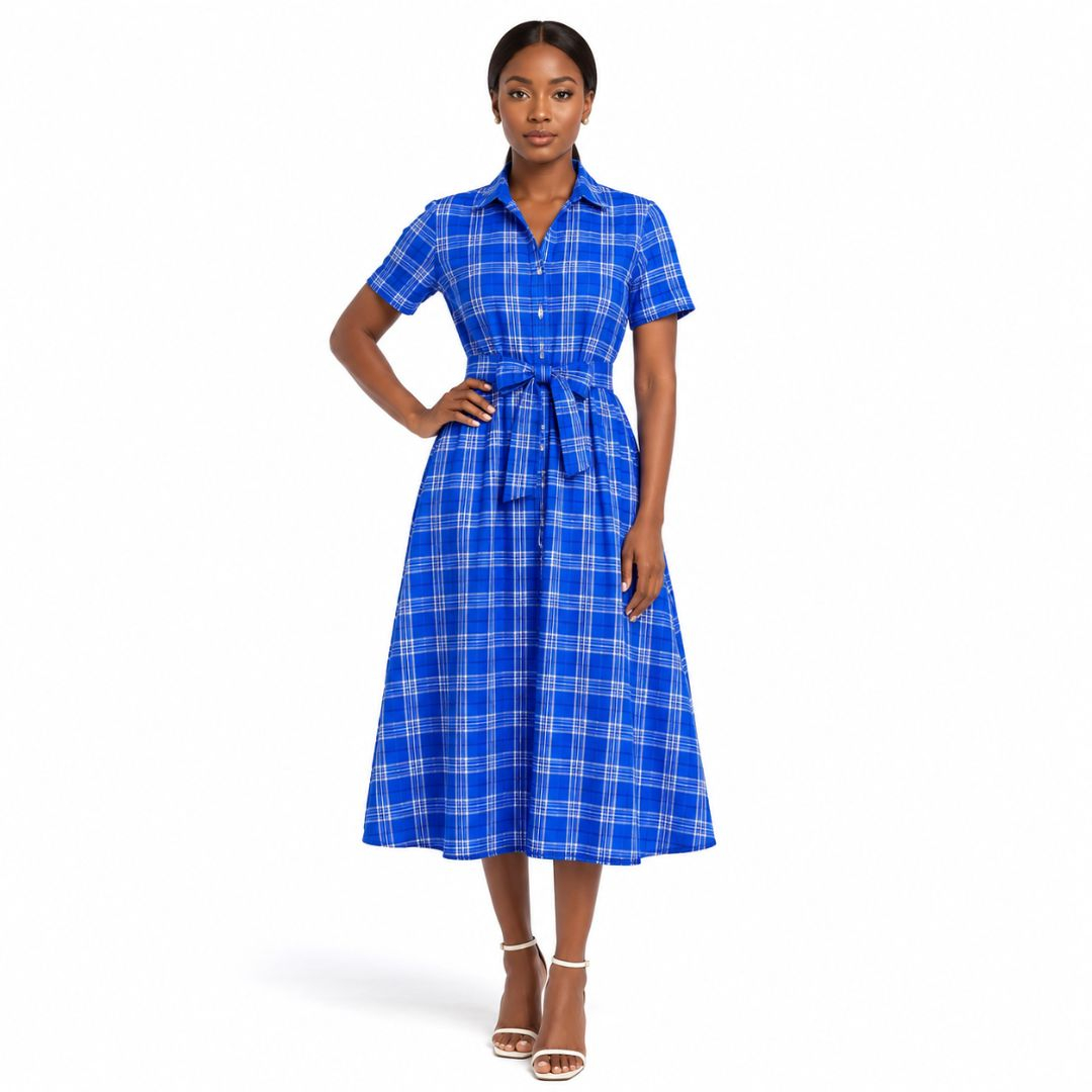 Stock Senator Material Royal Blue Plaid