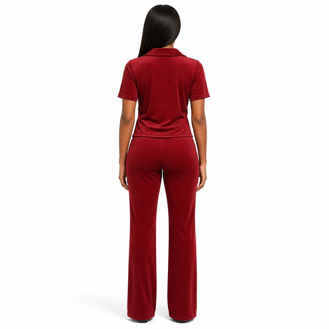 Wine Button Front Two Piece Lounge Set