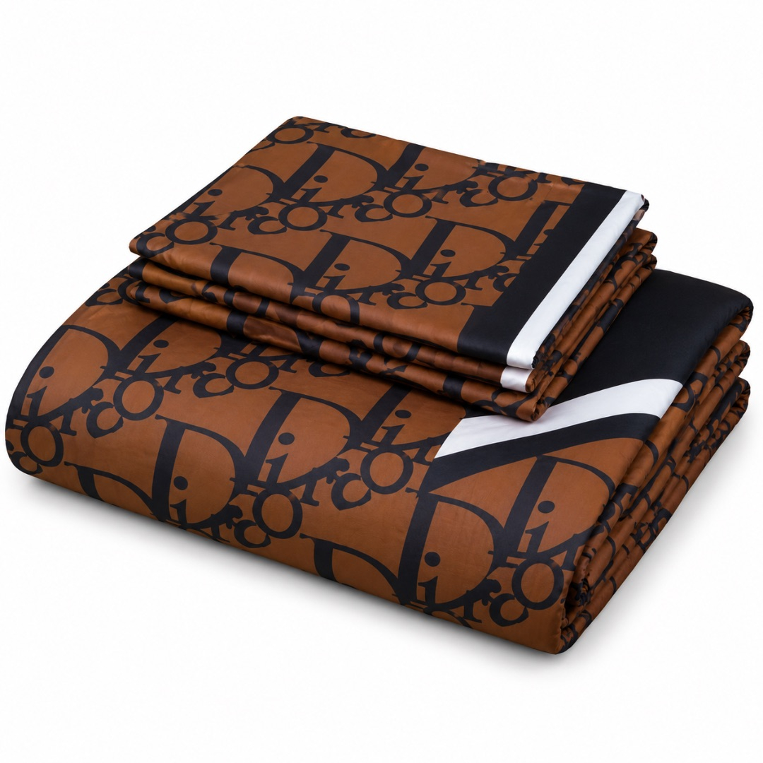 Premium 7 by 6 Bedsheet Set      Brown and Black Monogram Design