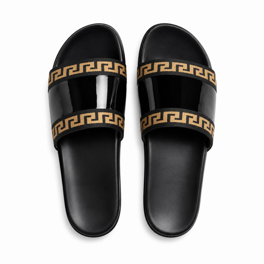 Premium Men Slip on Sandals with Gold Accents