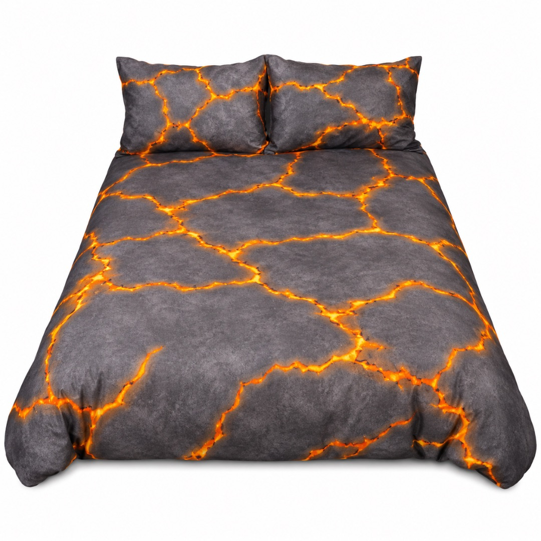 Premium 4 by 6 Bedsheet Set      Grey and Gold Marble Design