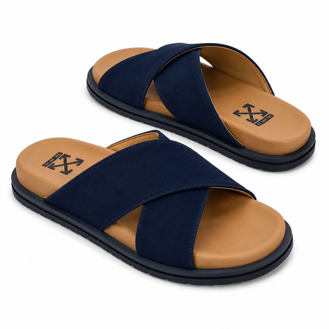 Mens Casual Cross Strap Slide Sandals