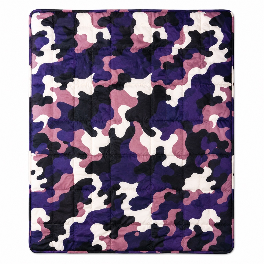 Premium 7 by 6 Camouflage Print Duvet Set      Purple Black and White