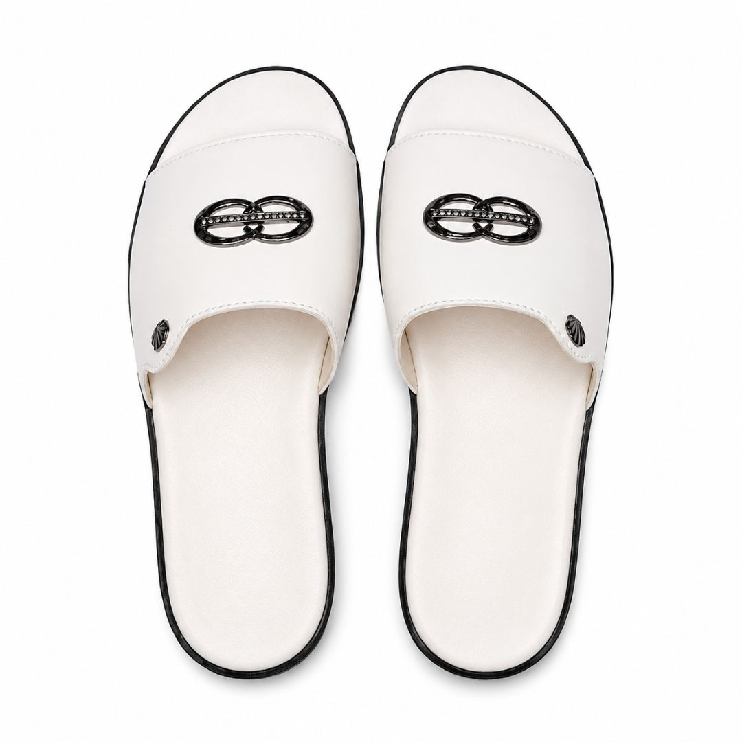 Mens White Classic Comfort Slide Sandals