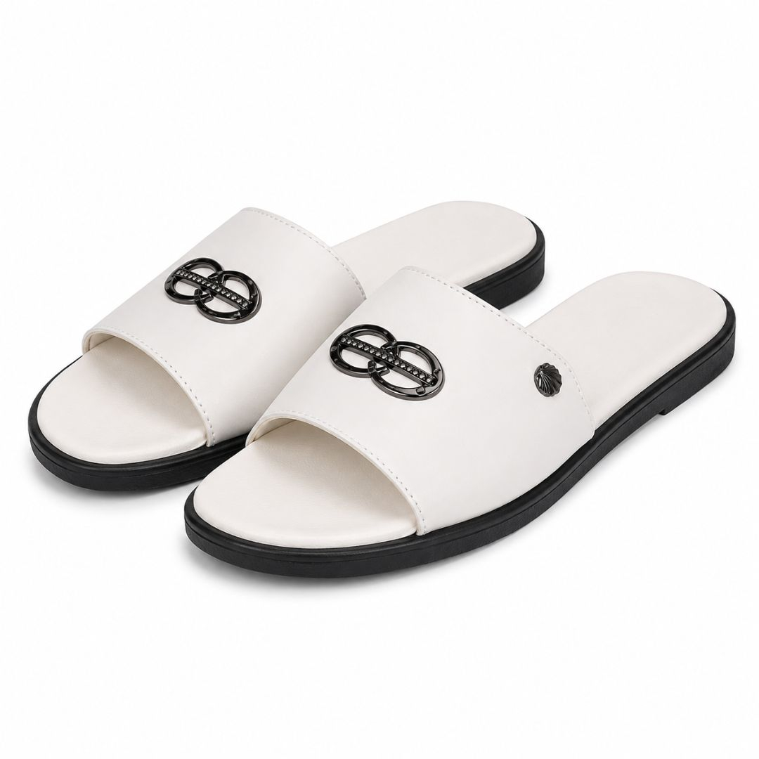 Mens White Classic Comfort Slide Sandals