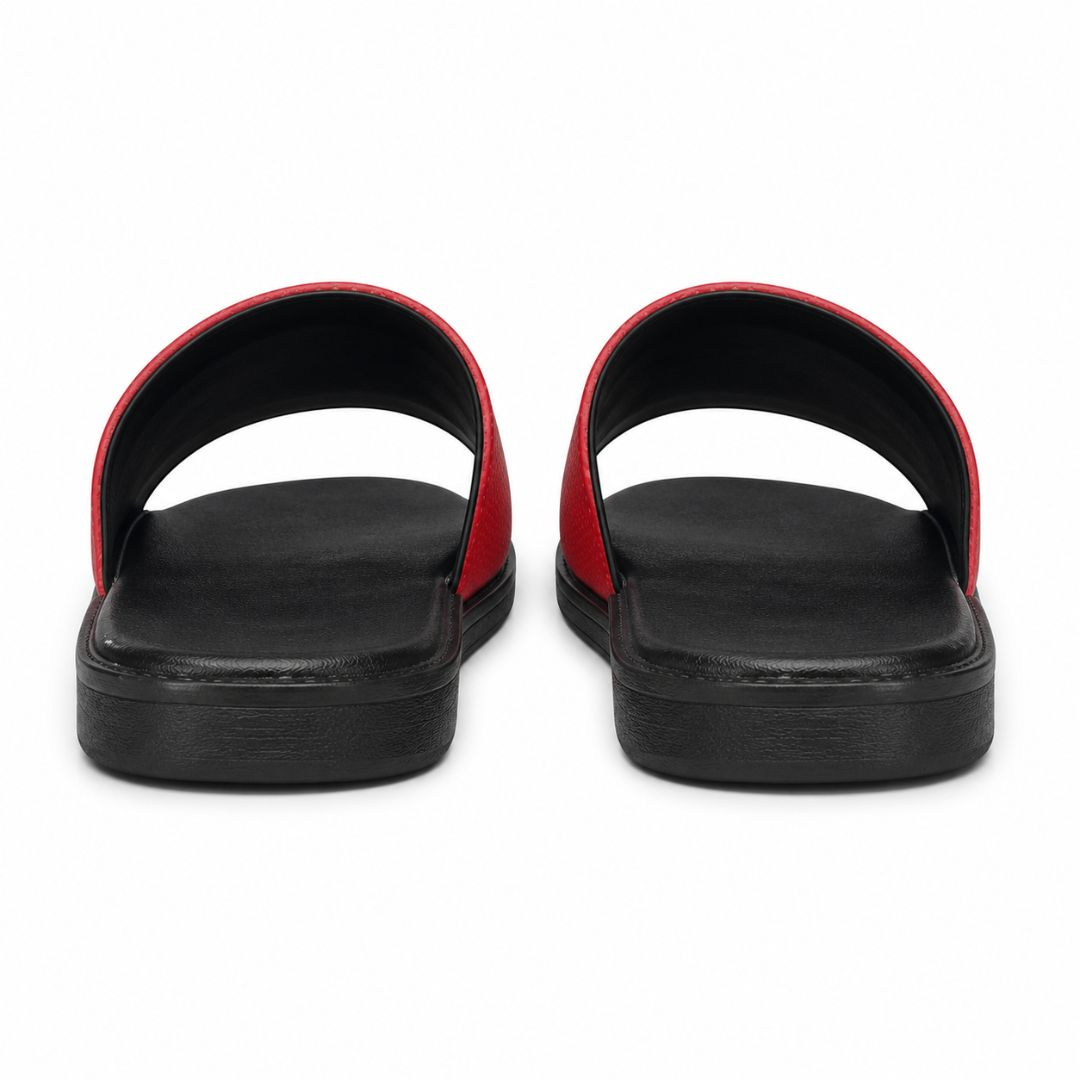 Mens Classic Red Slip On Slide Sandals