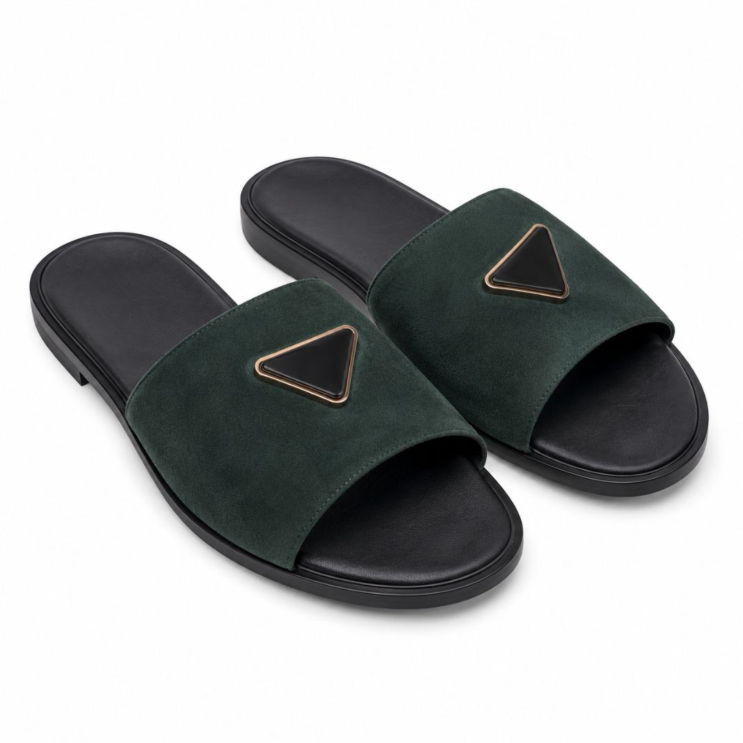 Mens Premium Green Slide Sandals