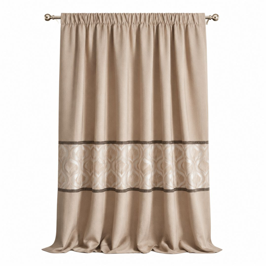 Luxury Beige Blackout Window Curtain Panel