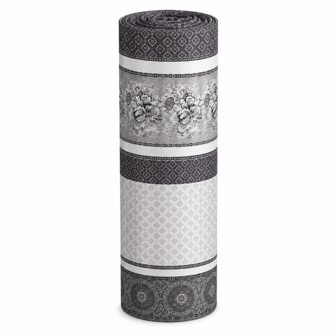 Luxury Grey Floral Blackout Window Curtain