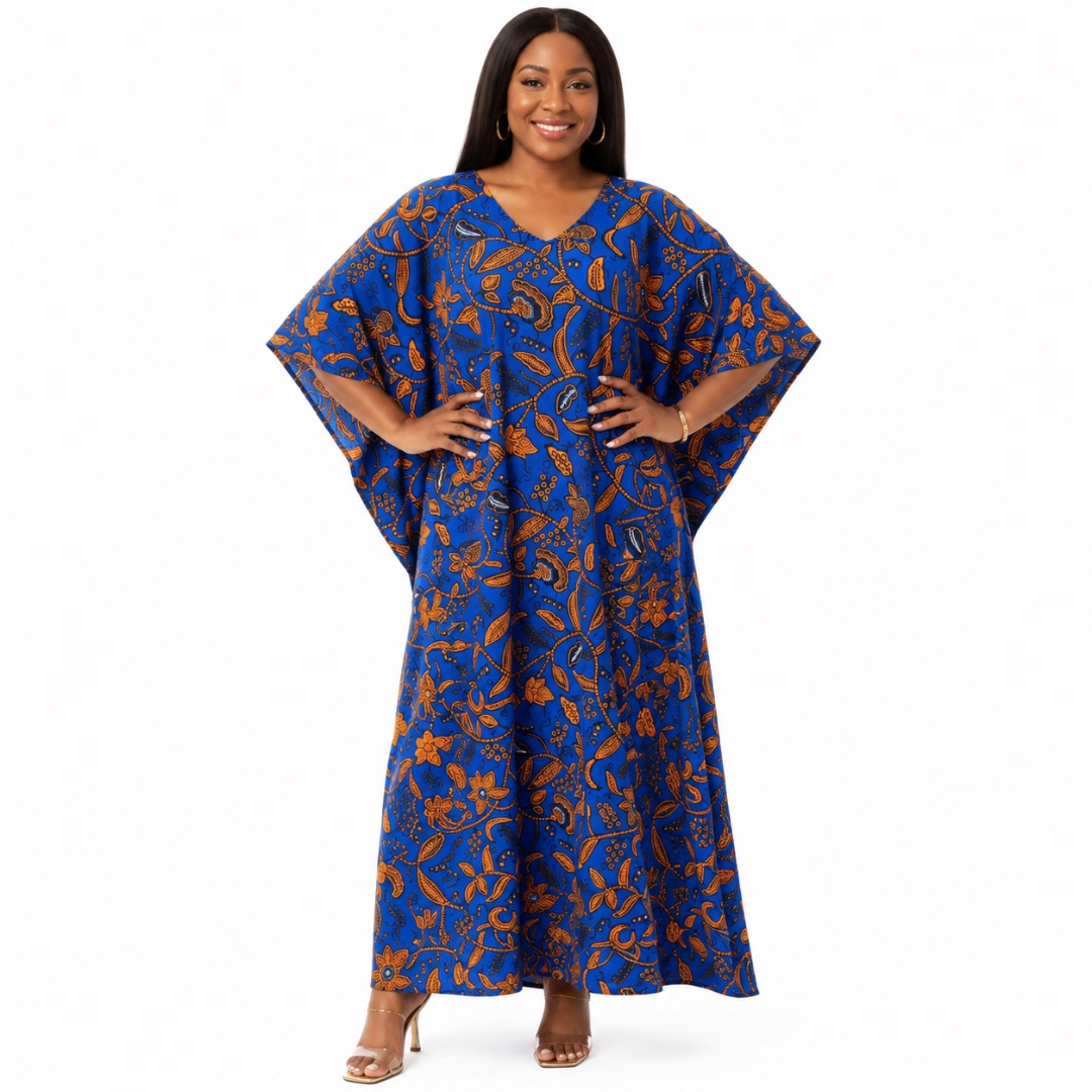 Blue Ankara Bow Detail Blouse  Statement African Print Top