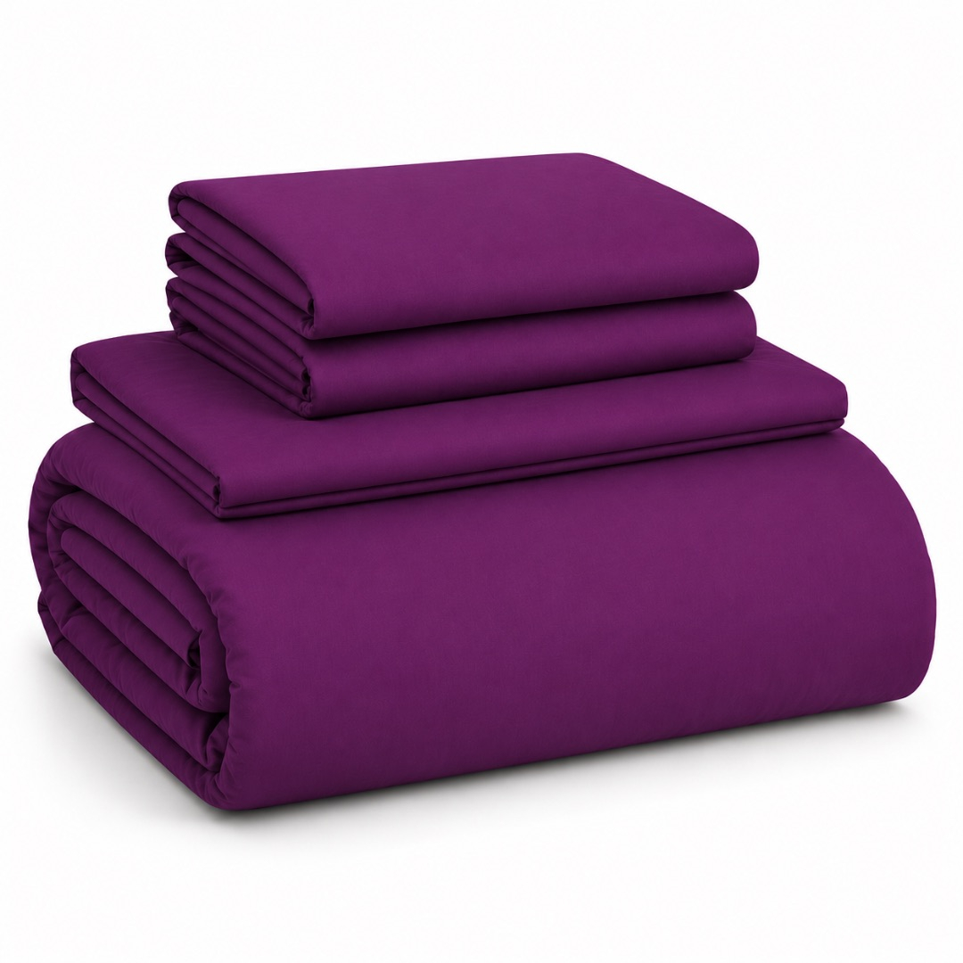 Premium 6 by 6 Designer Duvet Set    Purple and Gold Monogram Design