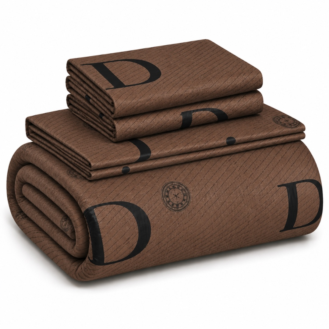 Premium 6 by 6 Vintage Script Print Duvet Set    Taupe and Black