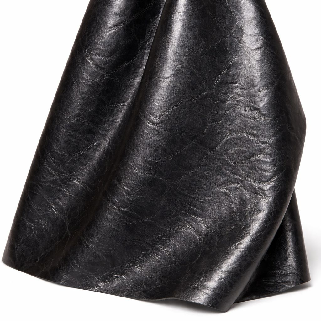 Black Textured Synthetic Leather Fabric PU Upholstery Material