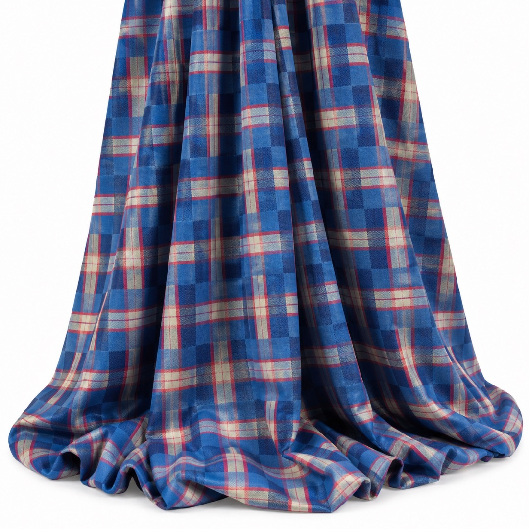 Premium Blue Checked Fabric