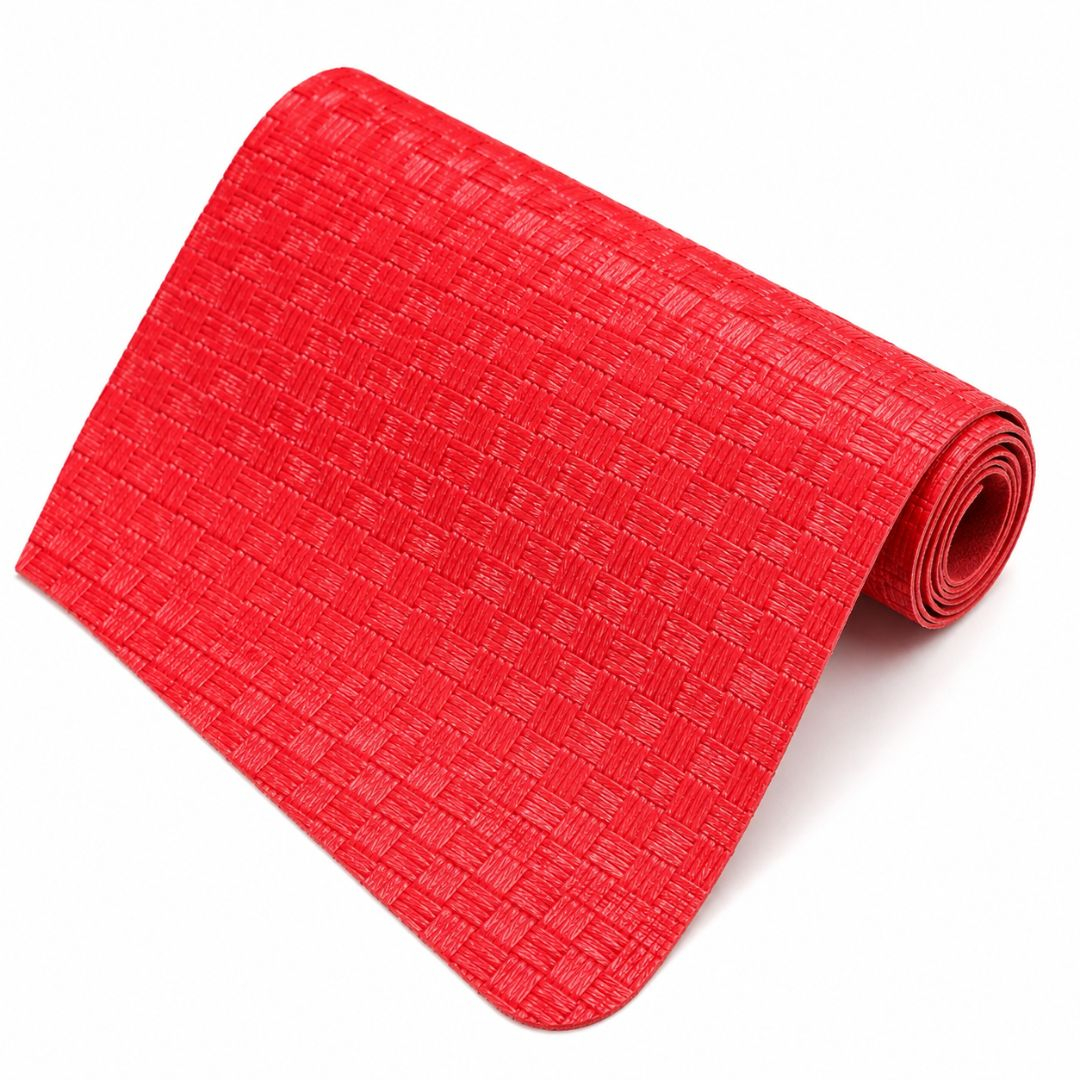 Red Basket Weave Textured Upholstery Fabric