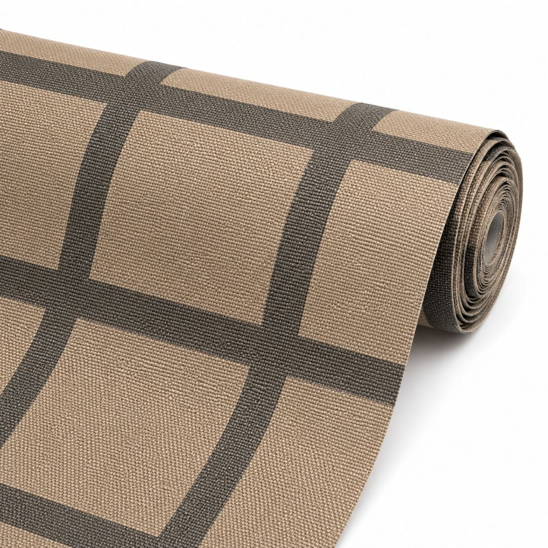 Beige Grid Pattern Upholstery Fabric