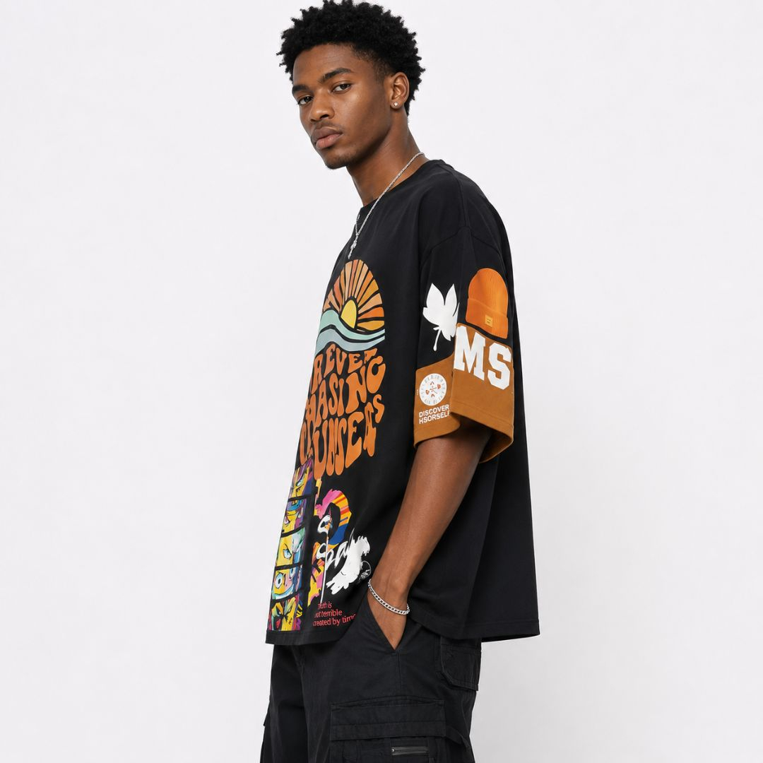 Forever Chasing Journey Graphic Oversized T Shirt