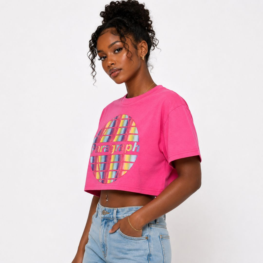 Womens Prism Globe Graphic Cropped T Shirt