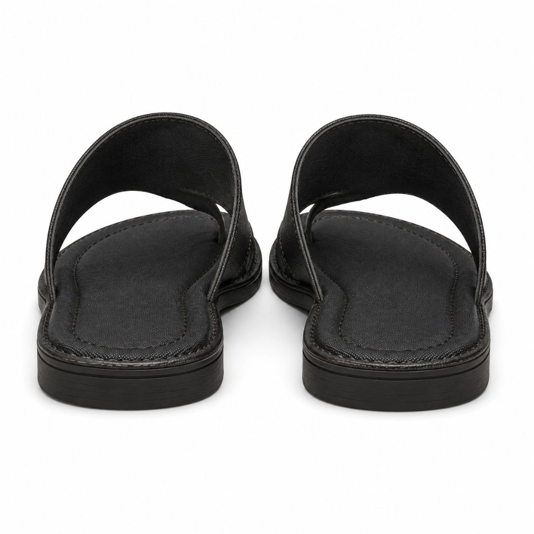 Black Minimalist Cross Strap Slides