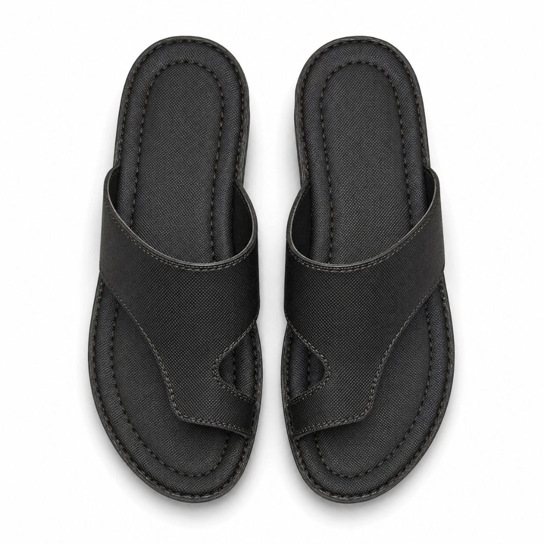 Black Minimalist Cross Strap Slides
