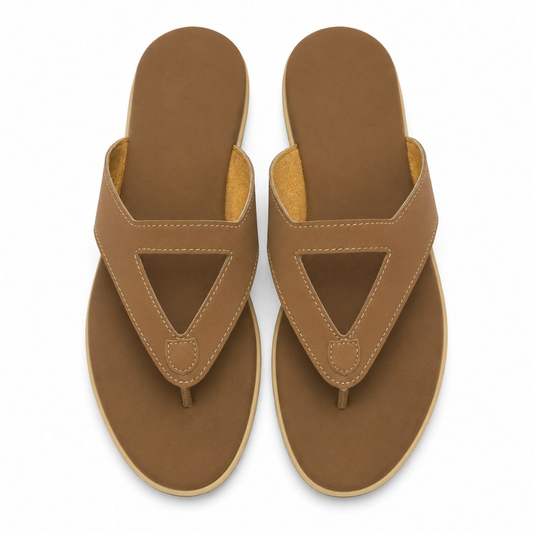 Brown VCut Toe Post Slippers