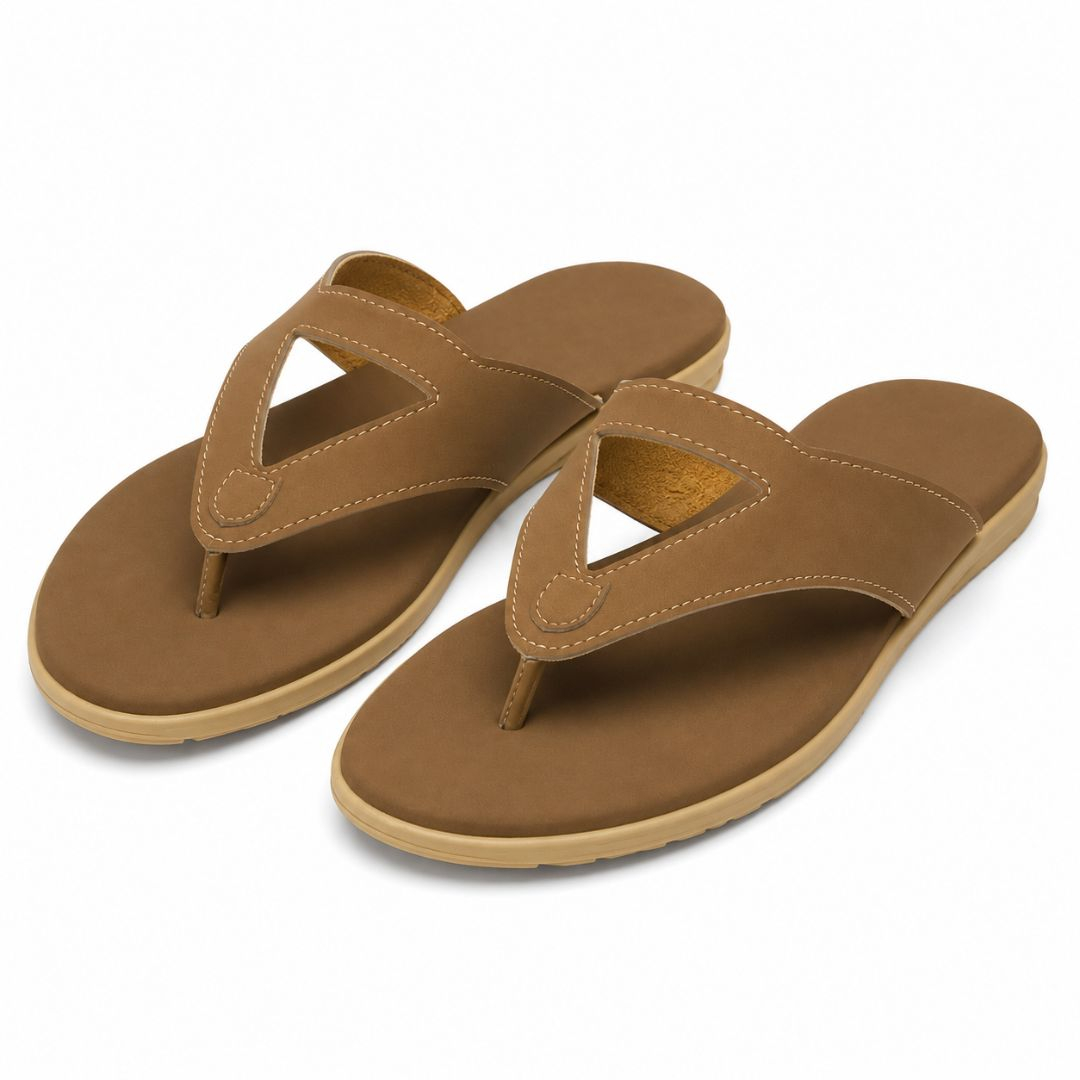Brown VCut Toe Post Slippers