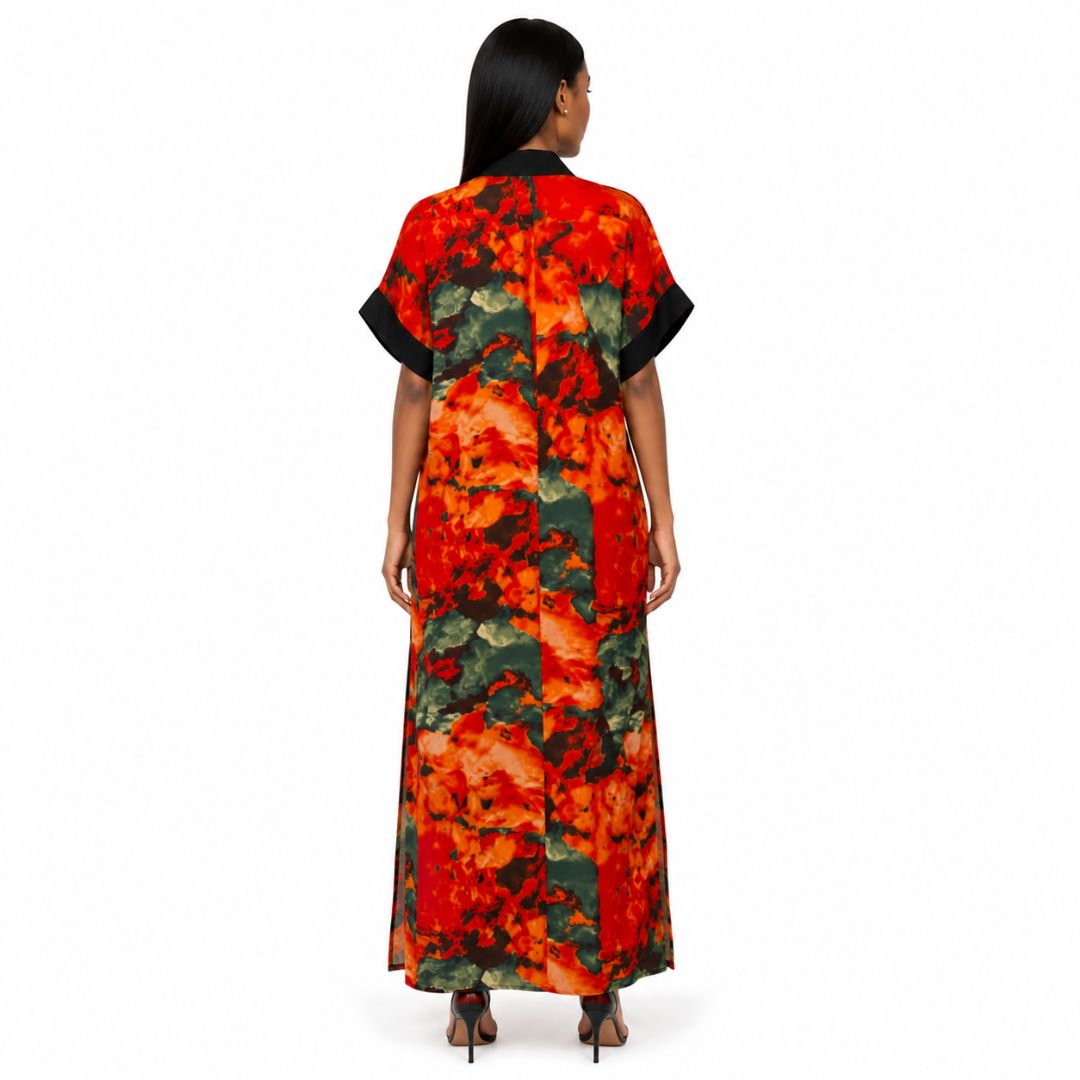Women Abstract Print Maxi Kaftan Dress