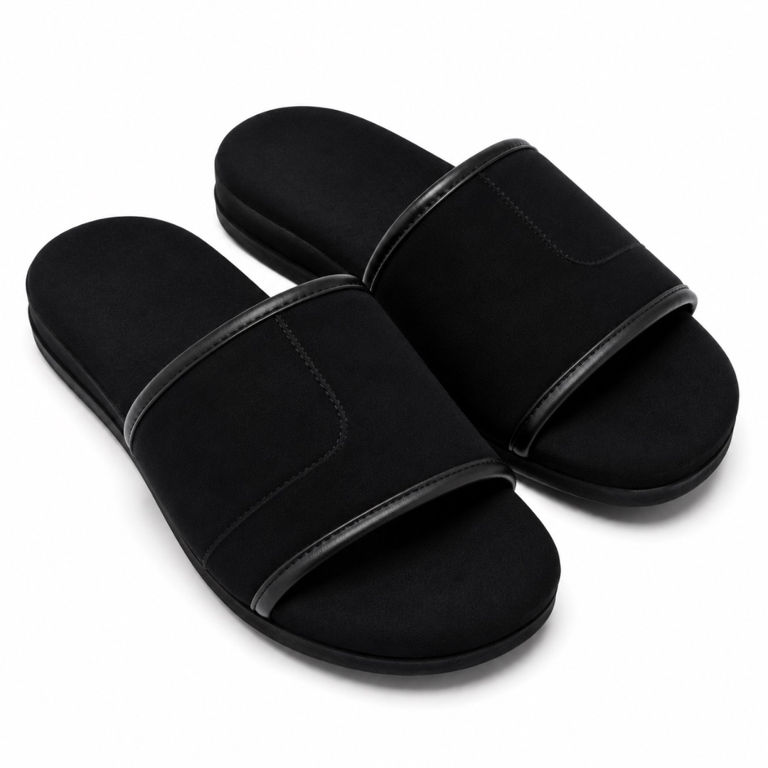 Premium Black  Classic Mens Slide Slippers
