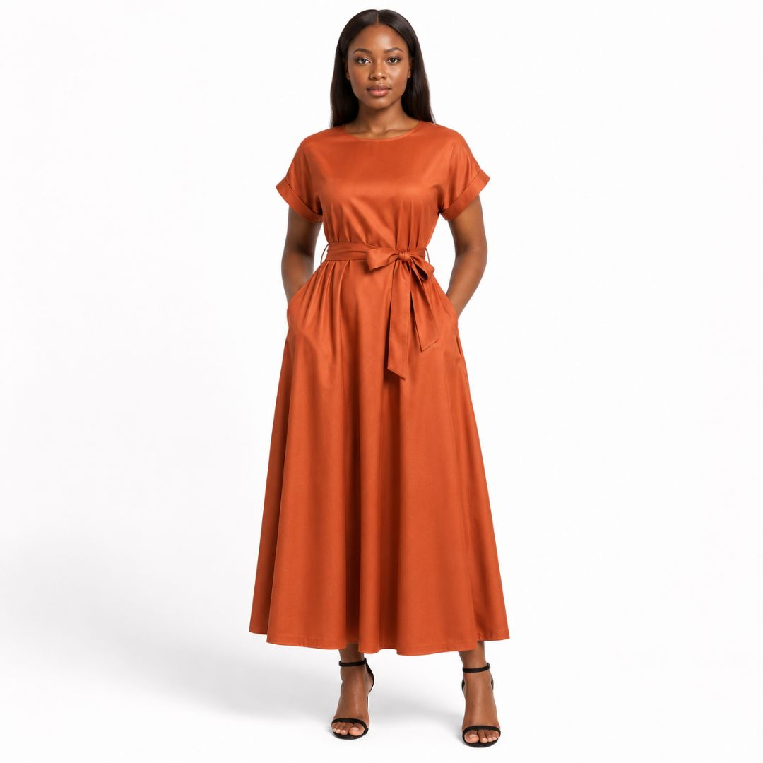 Premium Satin Fabric Roll Rust Orange