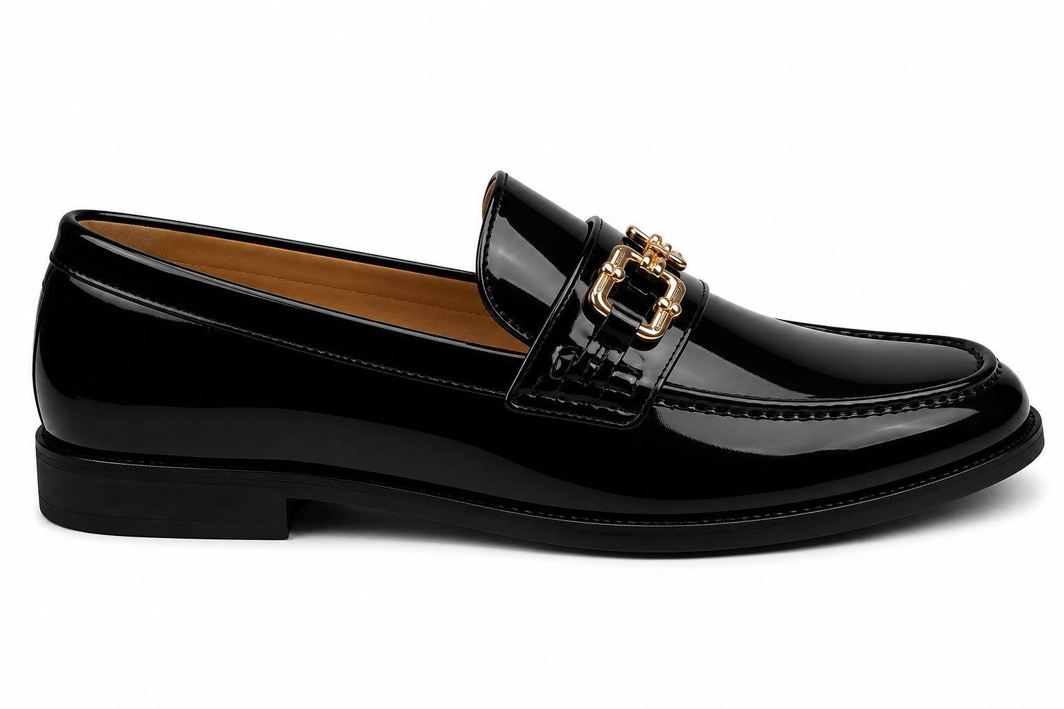 Mens Premium Patent Leather Horsebit Loafers